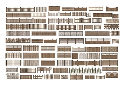 现代围栏 木 竹篱笆 木 格栅 木 围墙 木材
