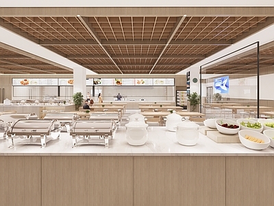 现代食堂 自助餐厅 快餐店 取餐区 休闲餐饮