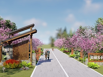 中式美丽乡村入口村牌 景区入口 入口牌 大入口 公路 生态木结构牌 普通