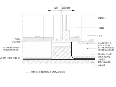 地面门槛石节点 施工图