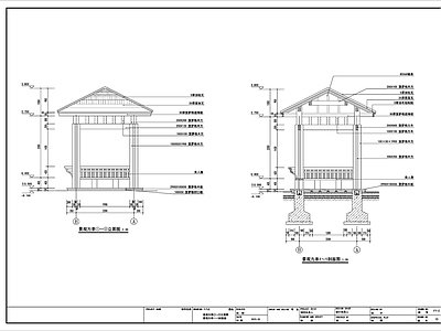 景观方亭防腐木景观亭 施工图
