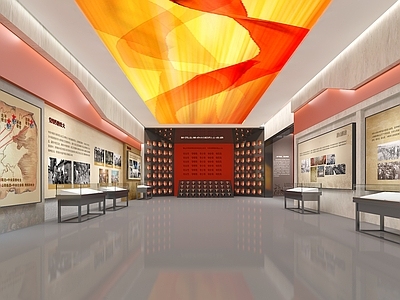 现代革命烈士党建展厅 蜡烛柜 文物展示柜 互动触摸一体机