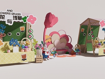 现代摊位 国潮花花集市美陈