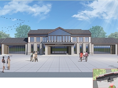 新中式游客中心建筑 景区入口大 服务中心