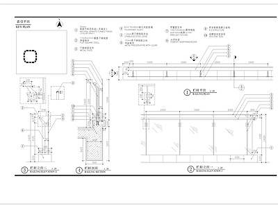 玻璃栏杆走廊细部 施工图 栏杆