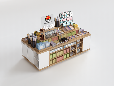 现代书店陈列柜 展台中岛