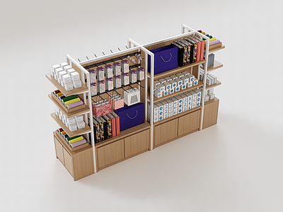 现代书店货架 文创礼品 陈列柜 中岛矮架