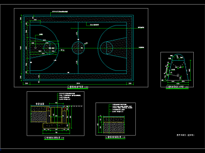 标准篮球场详图 施工图
