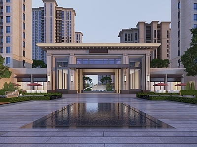 新中式入口大门 小区入口