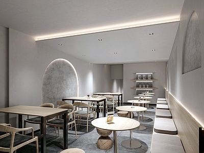 侘寂奶茶店 备餐区 单层 收银