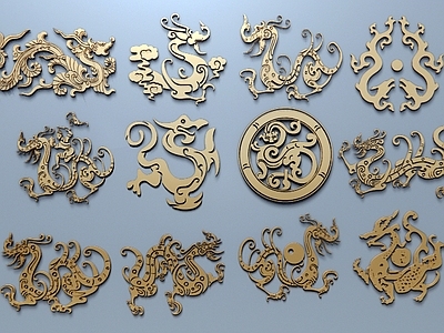 中式雕花 龙纹雕花 汉式纹样 龙浮雕 雕纹 花纹