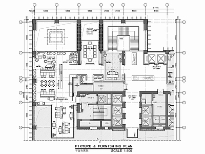 500㎡行政酒廊平立面施工图