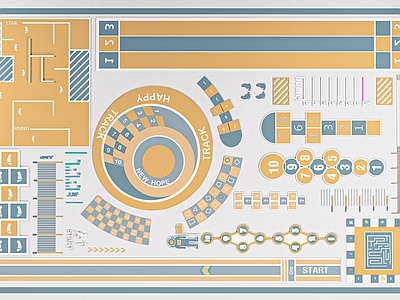 现代儿童登高面 地面装饰 跑道 跳格子 儿童跑道