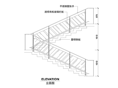 玻璃楼梯节点 施工图