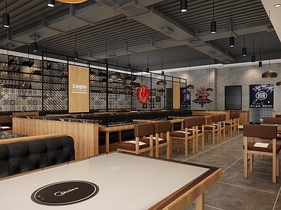 工业风餐饮烧烤店 小龙虾店 包房