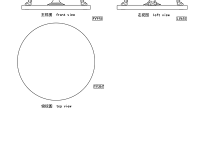 欧式家具三视图 图库