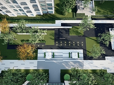 现代小区中央景观 住宅景观