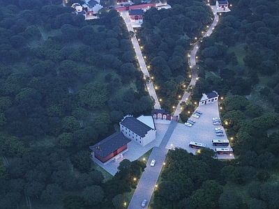 中式寺庙道观古建筑鸟瞰