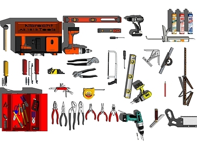 现代施工工具 常用工具 工具箱 工具大全 电转 玻璃胶