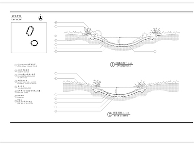 自然河道剖面细部 施工图