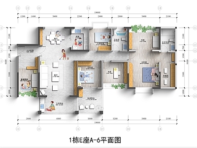 平层家装彩平图 PSD文件