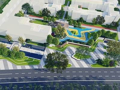 现代简约住宅小区景观 住宅