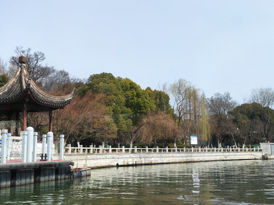 凉亭风景 河边 中式凉亭