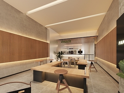 现代柠檬茶店 备餐区 户外 单层 收银