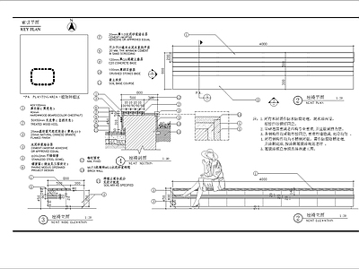 特色木条纹公园座椅细部 施工图