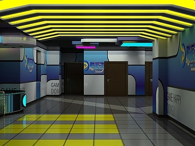 电子游戏厅CAD 施工图 效果图