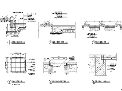 多种园林隐形井盖排水沟汀步道牙下水井 施工图