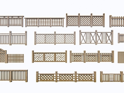新中式围栏护栏 木艺栏杆 木材