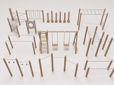 儿童器材组合 木质户外器材 户外体能拓展运动 攀爬 单杠 双杠