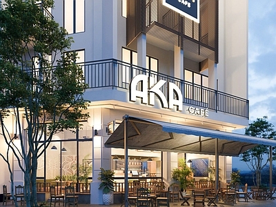 现代咖啡馆门头门面 咖啡店门头