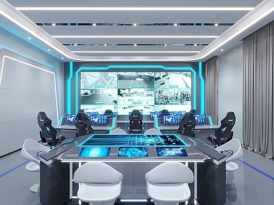现代监控室 指挥室 显示屏