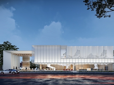 现代风格展示区 小区入口 方形