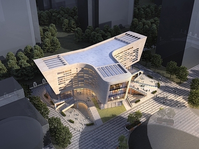 现代风格异形展览馆建筑