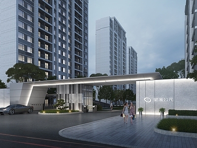 现代小区大门 小区入口 居住区大入口