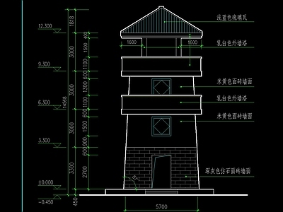 欧式瞭望塔详图 施工图