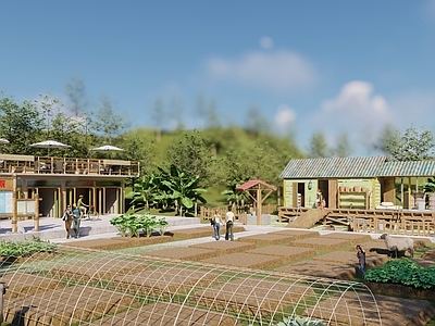 现代乡村庭院 农场菜地 美丽乡村田园庭院 农田农具 木屋板房 农庄养殖场