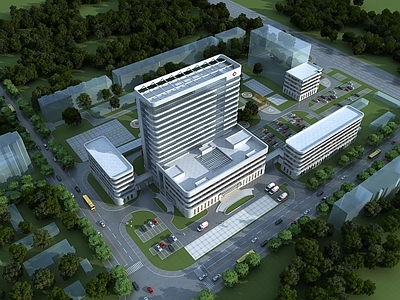 现代风格医院建筑 医院外观 医院外立面 医院鸟瞰图