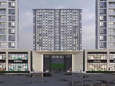 现代小区大门 小区建筑 市 高层住宅 小区入口