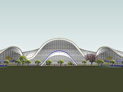 现代流线型异形会展中心展览建筑