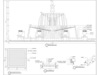欧式简约水景跌水 施工图