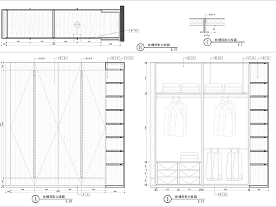 衣柜大样内部细节详图 施工图 柜类 家具节点详图