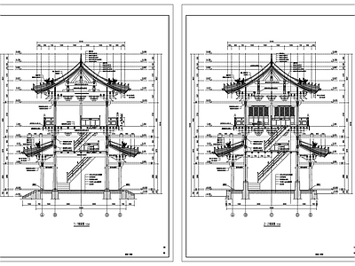 重檐歇山顶古建筑 施工图