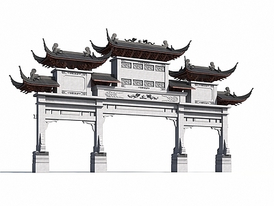 新中式牌坊 牌楼 景观大门 古街入口 古建门楼