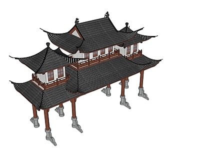 新中式牌坊 牌楼 大 古街入口 古建楼