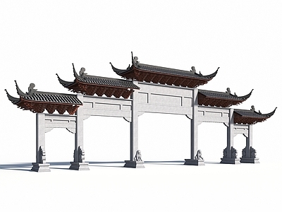 新中式牌坊 牌楼 景观大门 古街入口 古建门楼