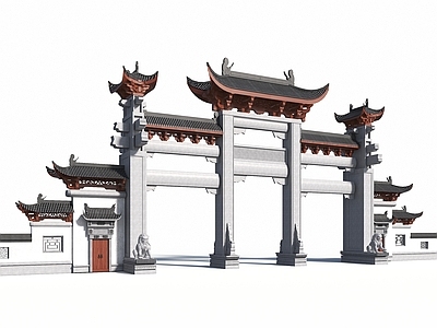 新中式牌坊 牌楼 景观大门 古街入口 古建门楼
